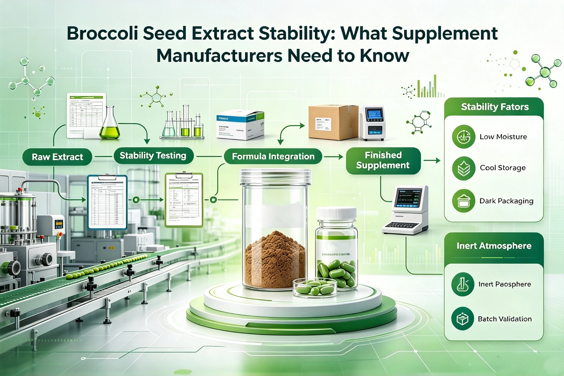 Stabilità dell'estratto di semi di broccoli: cosa devono sapere i produttori di integratori